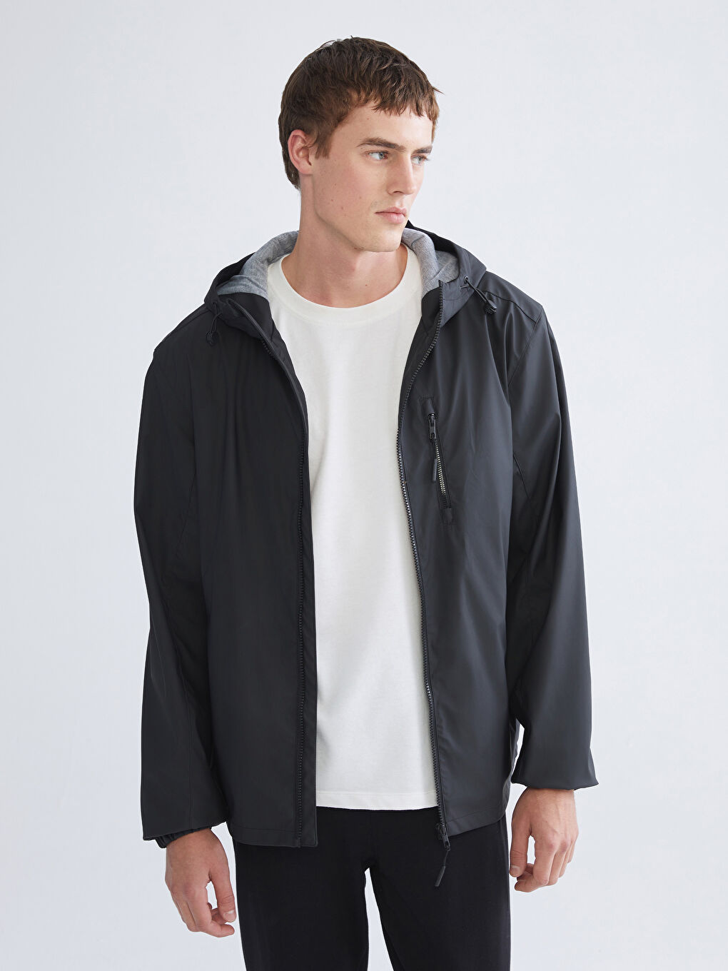 Regular Fit Hooded Men's Thin Coat-1