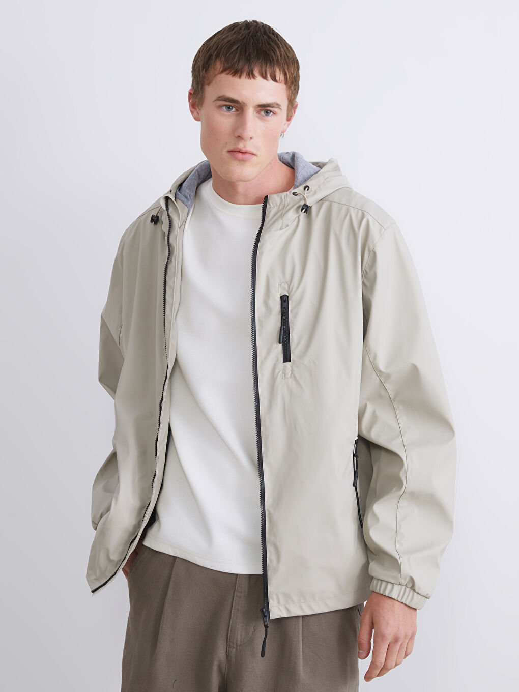Regular Fit Hooded Men's Thin Coat-1