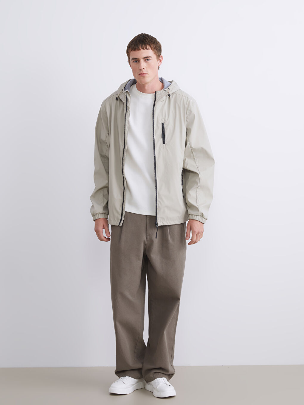 Regular Fit Hooded Men's Thin Coat-2