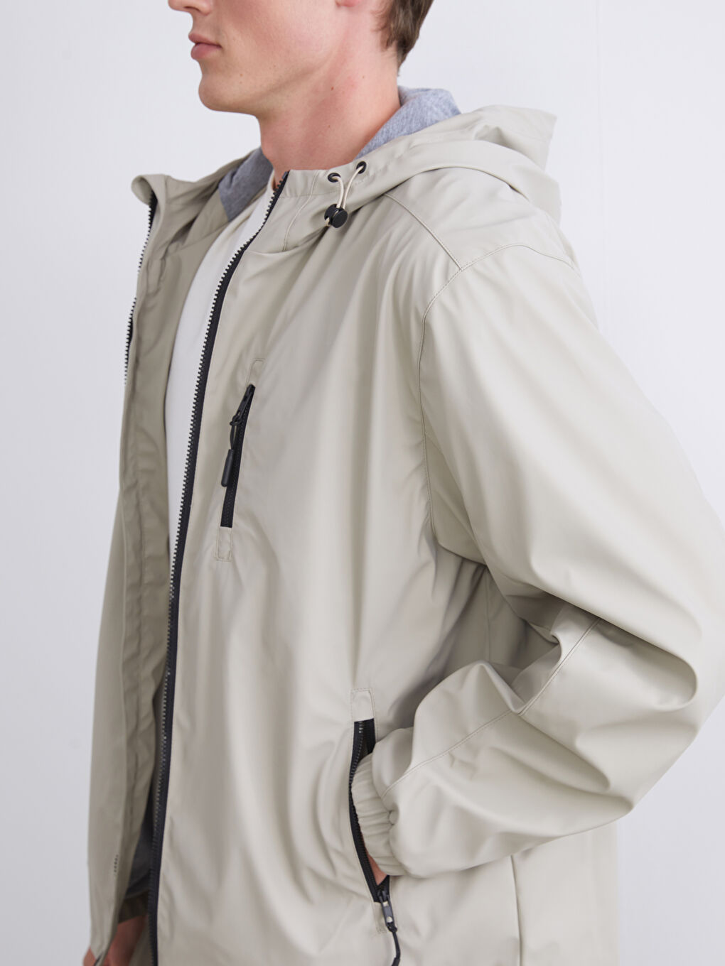 Regular Fit Hooded Men's Thin Coat-6