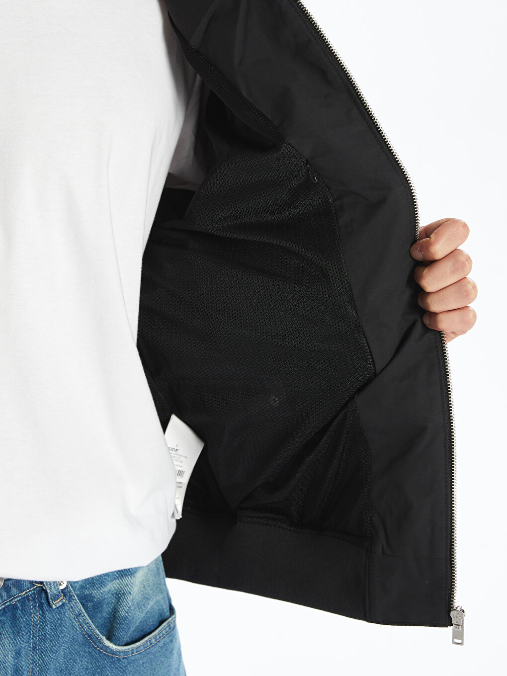 Siyah Standart Kalıp Dik Yaka Erkek Mont-3