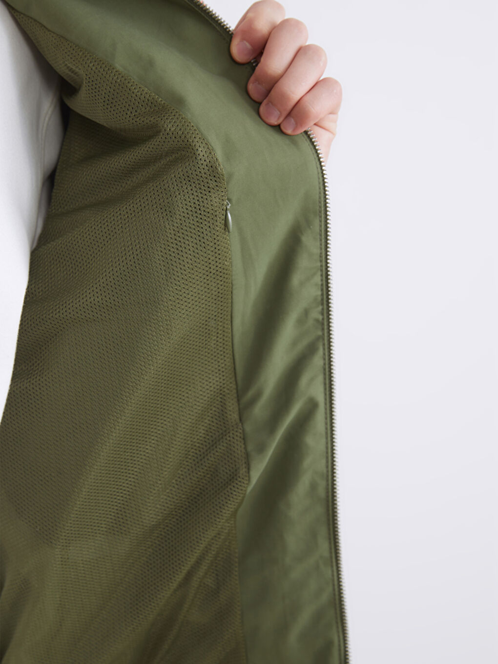 Yeşil Standart Kalıp Dik Yaka Erkek Mont-3