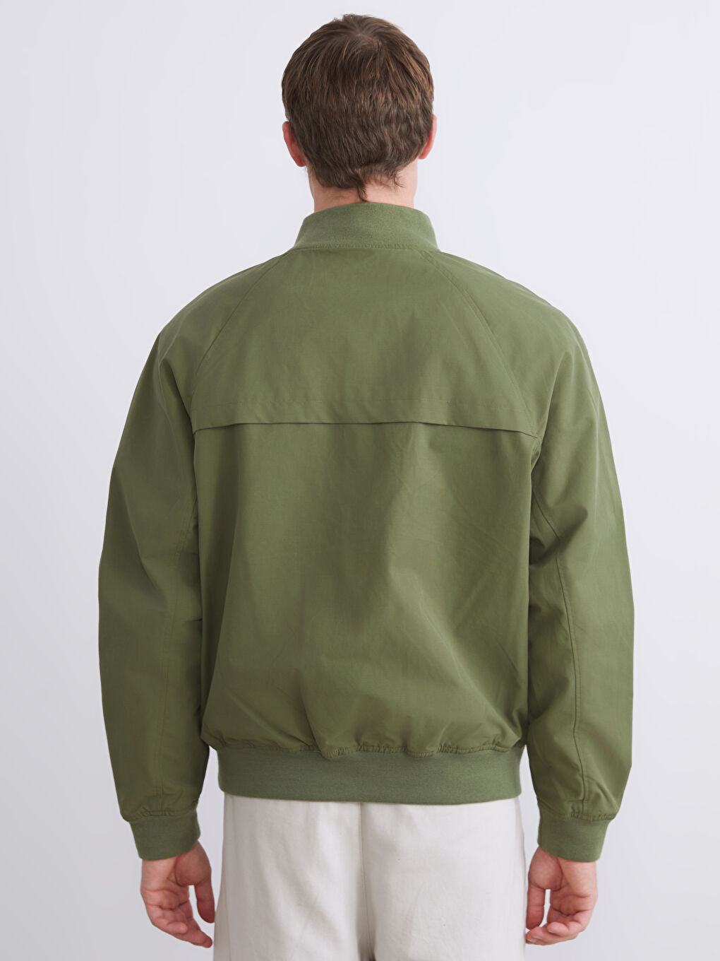 Yeşil Standart Kalıp Dik Yaka Erkek Mont-4