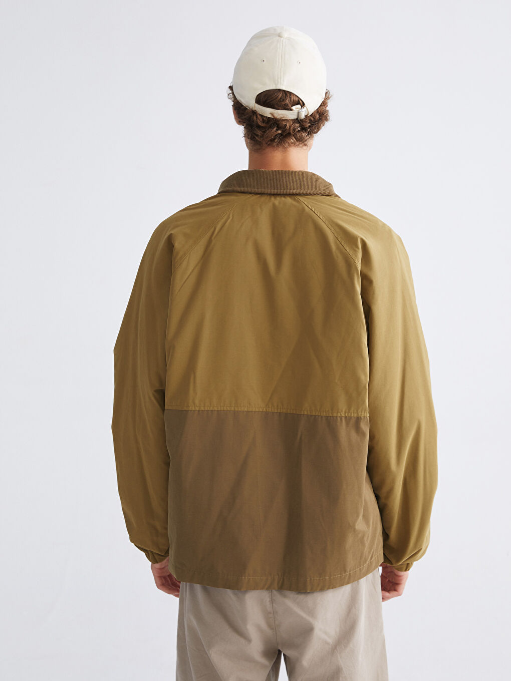 Haki Rahat Kalıp Kadife Yaka Erkek Mont-4