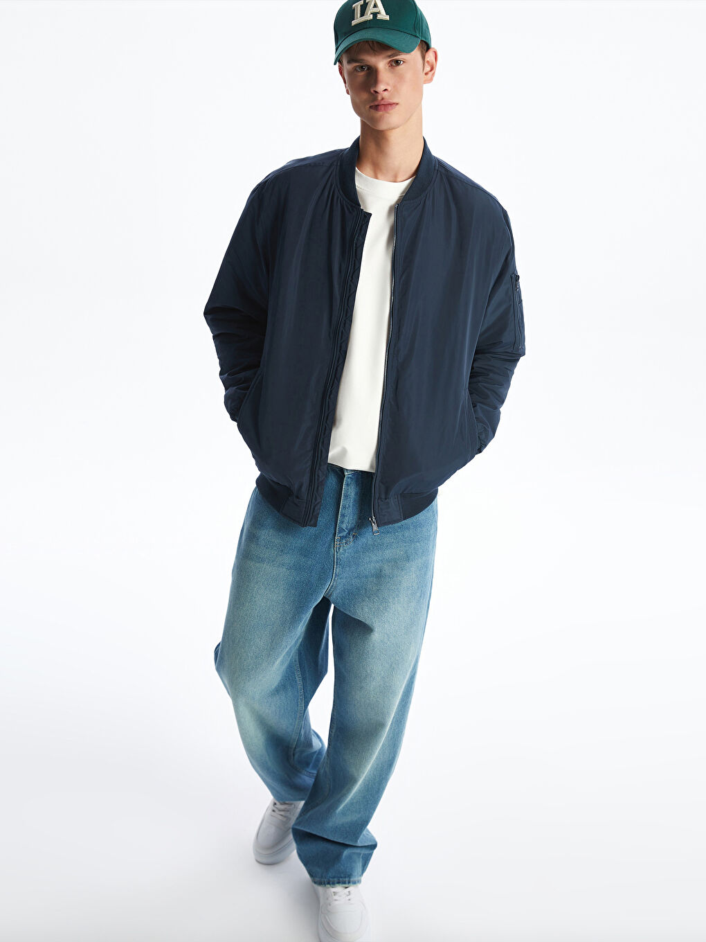 Standard Fit College Collar Men's Bomber Jacket-1