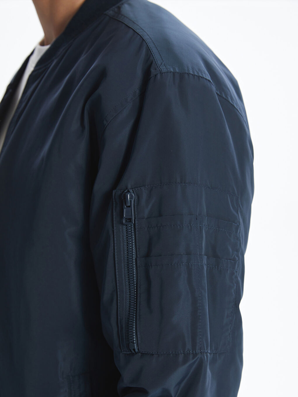 Standard Fit College Collar Men's Bomber Jacket-3