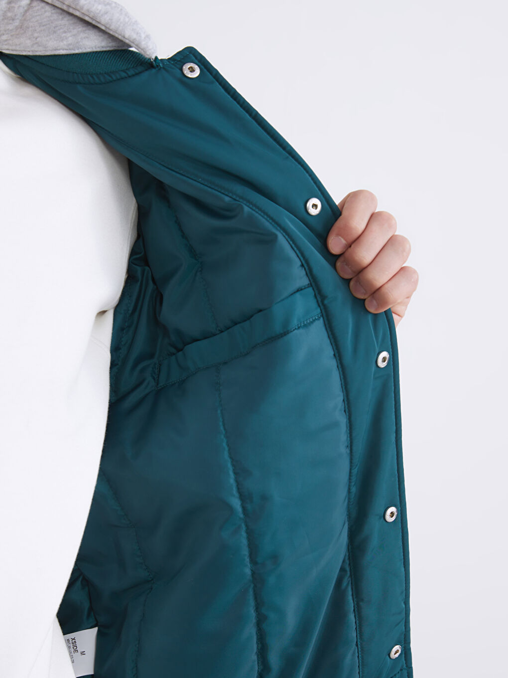 Yeşil Standart Kalıp Kolej Yaka Erkek Bomber Mont-3