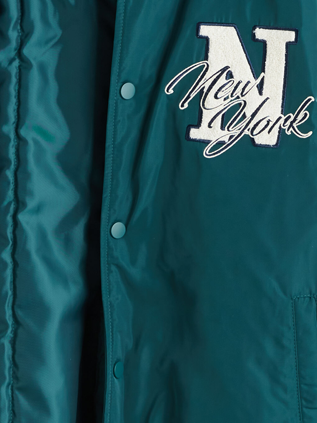 Yeşil Standart Kalıp Kolej Yaka Erkek Bomber Mont-6