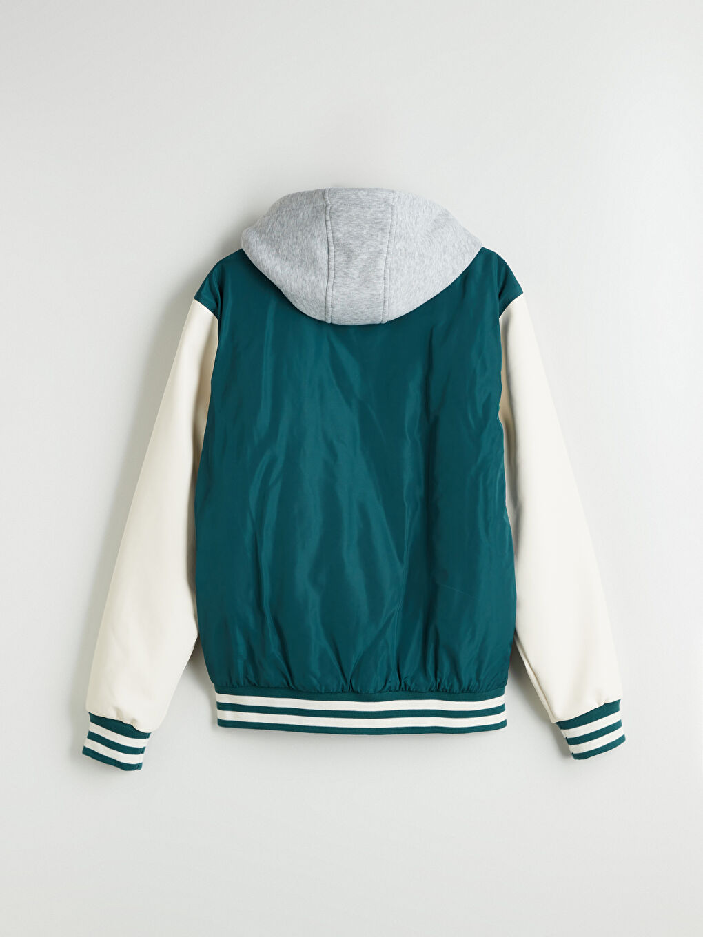 Yeşil Standart Kalıp Kolej Yaka Erkek Bomber Mont-8