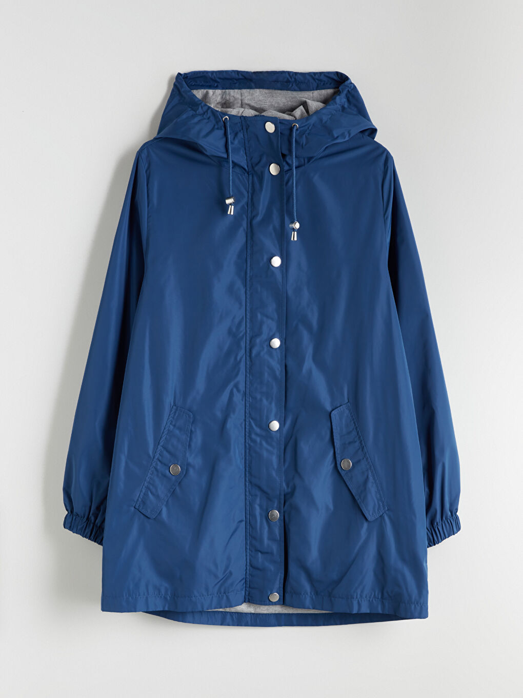 Mavi Kapüşonlu Kadın Yağmurluk-10
