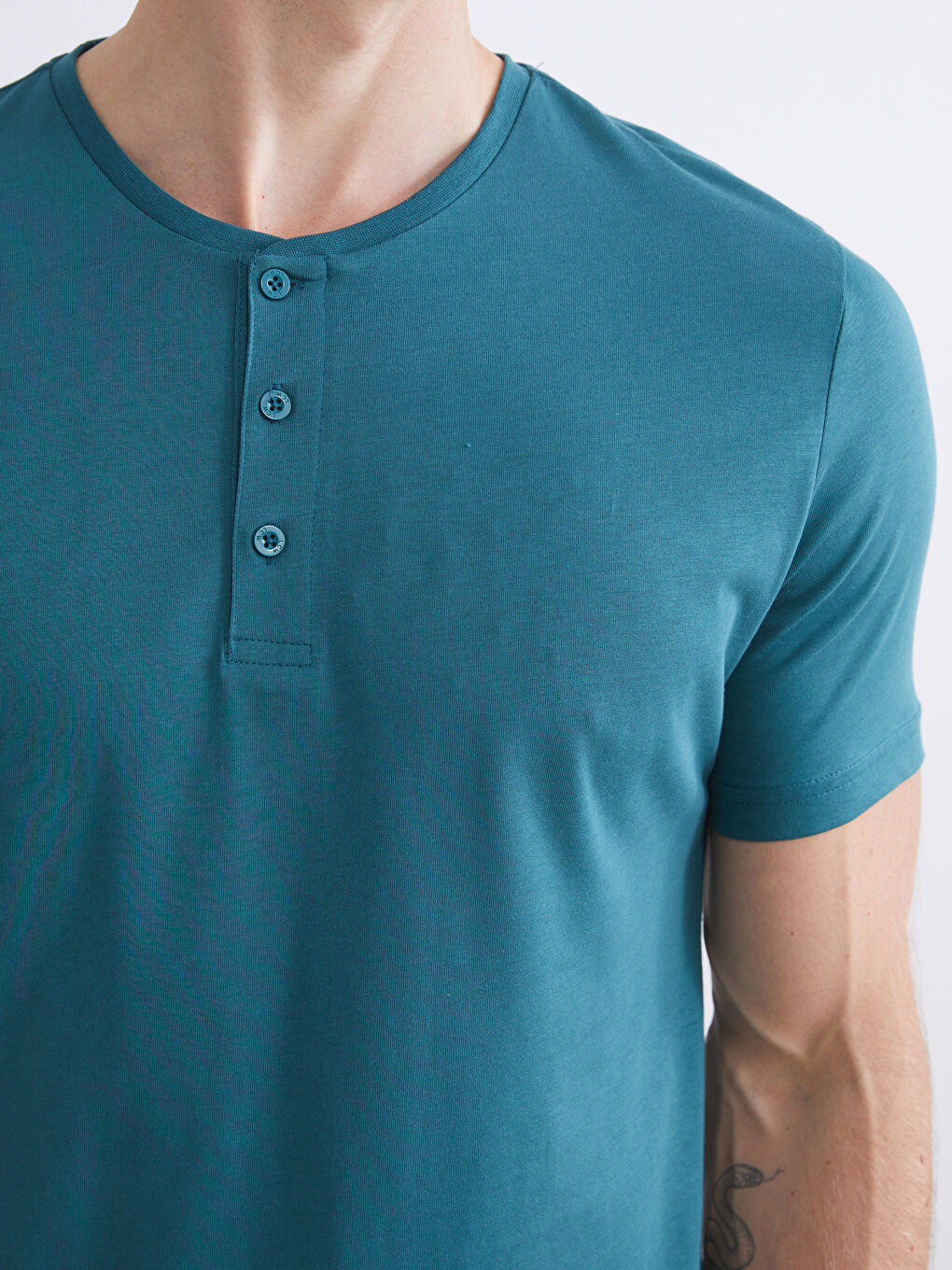 Petrol Standart Kalıp Ekose Erkek Pijama Takımı-3