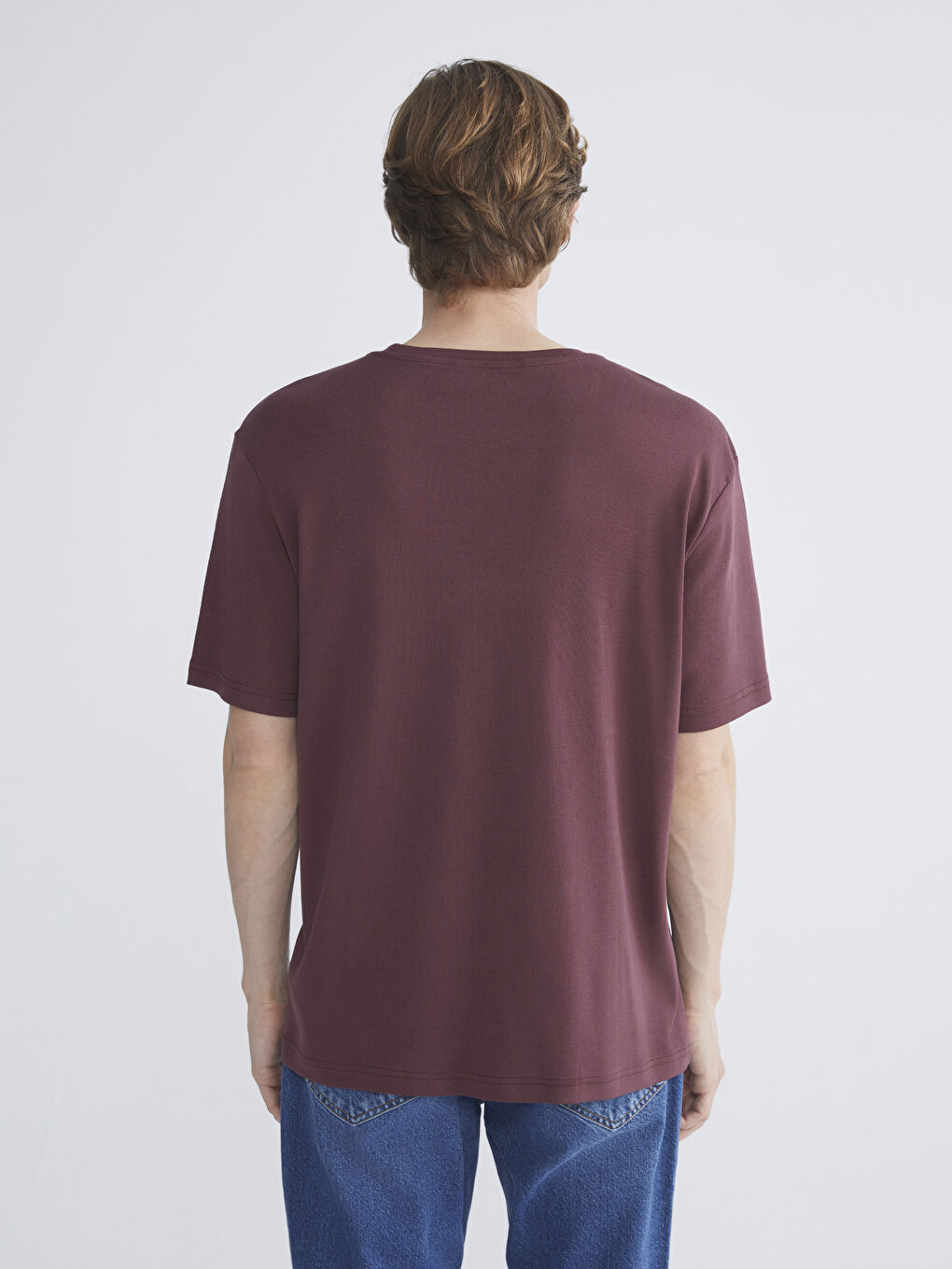 Mürdüm Bisiklet Yaka Erkek Tişört-3