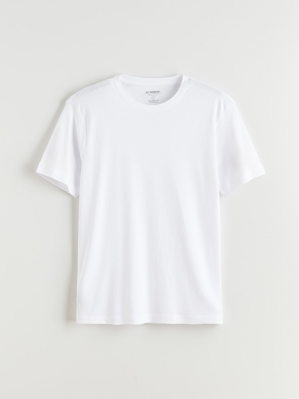 Beyaz Bisiklet Yaka Erkek Tişört-4