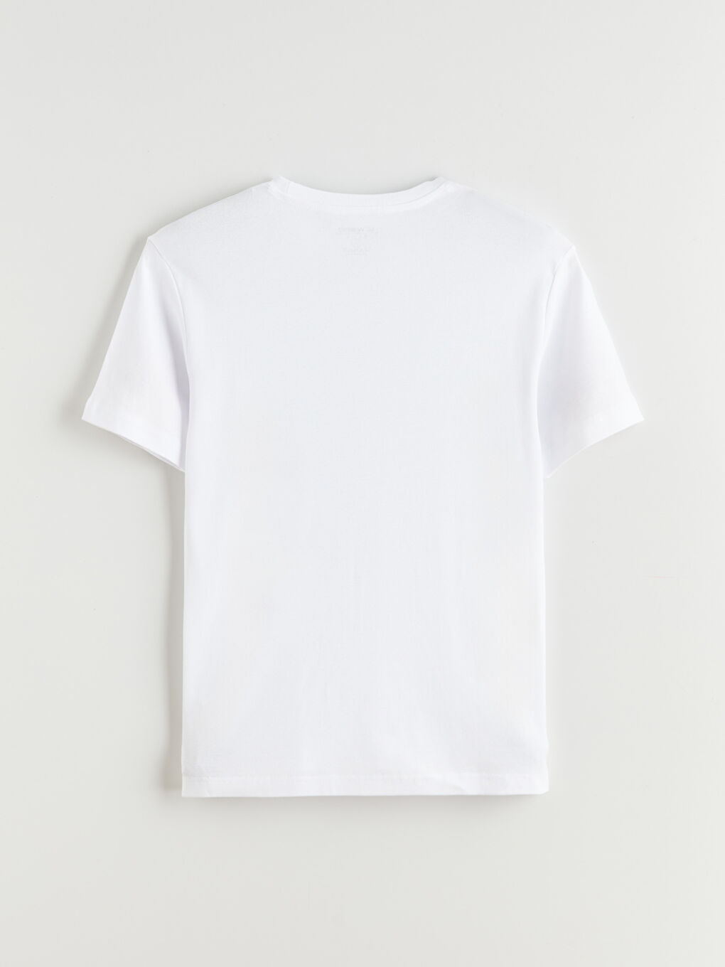 Beyaz Bisiklet Yaka Erkek Tişört-5