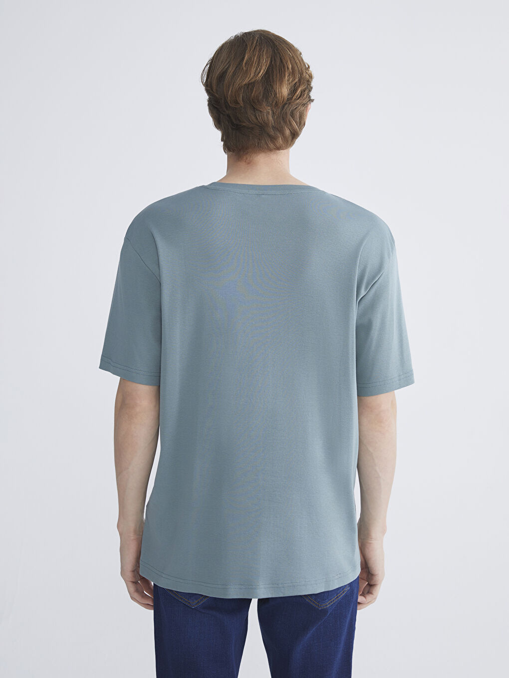 Yeşil Bisiklet Yaka Erkek Tişört-3