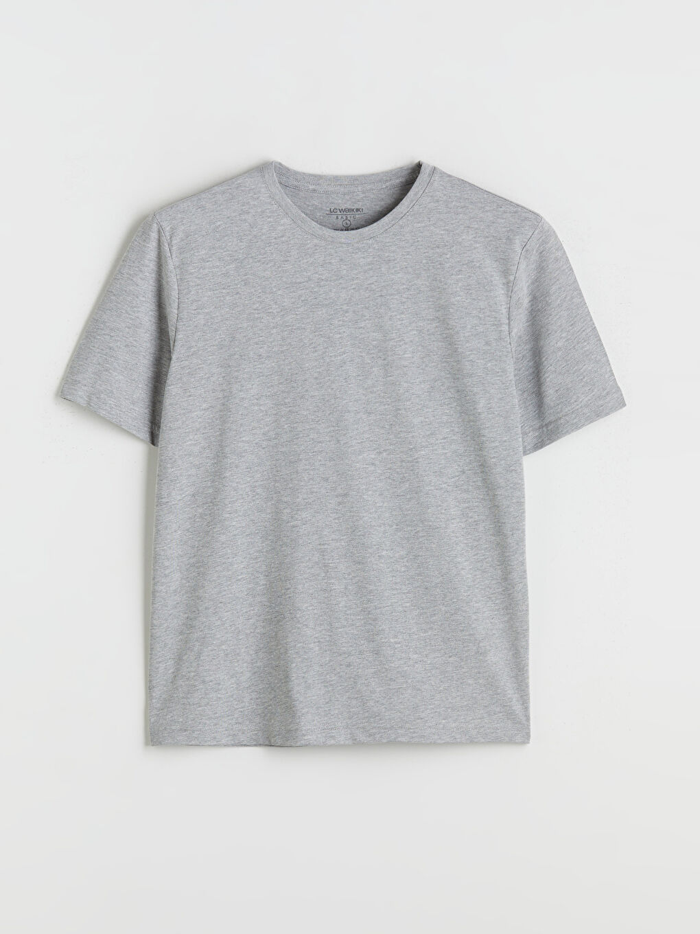 Gri Bisiklet Yaka Penye Erkek Tişört-6