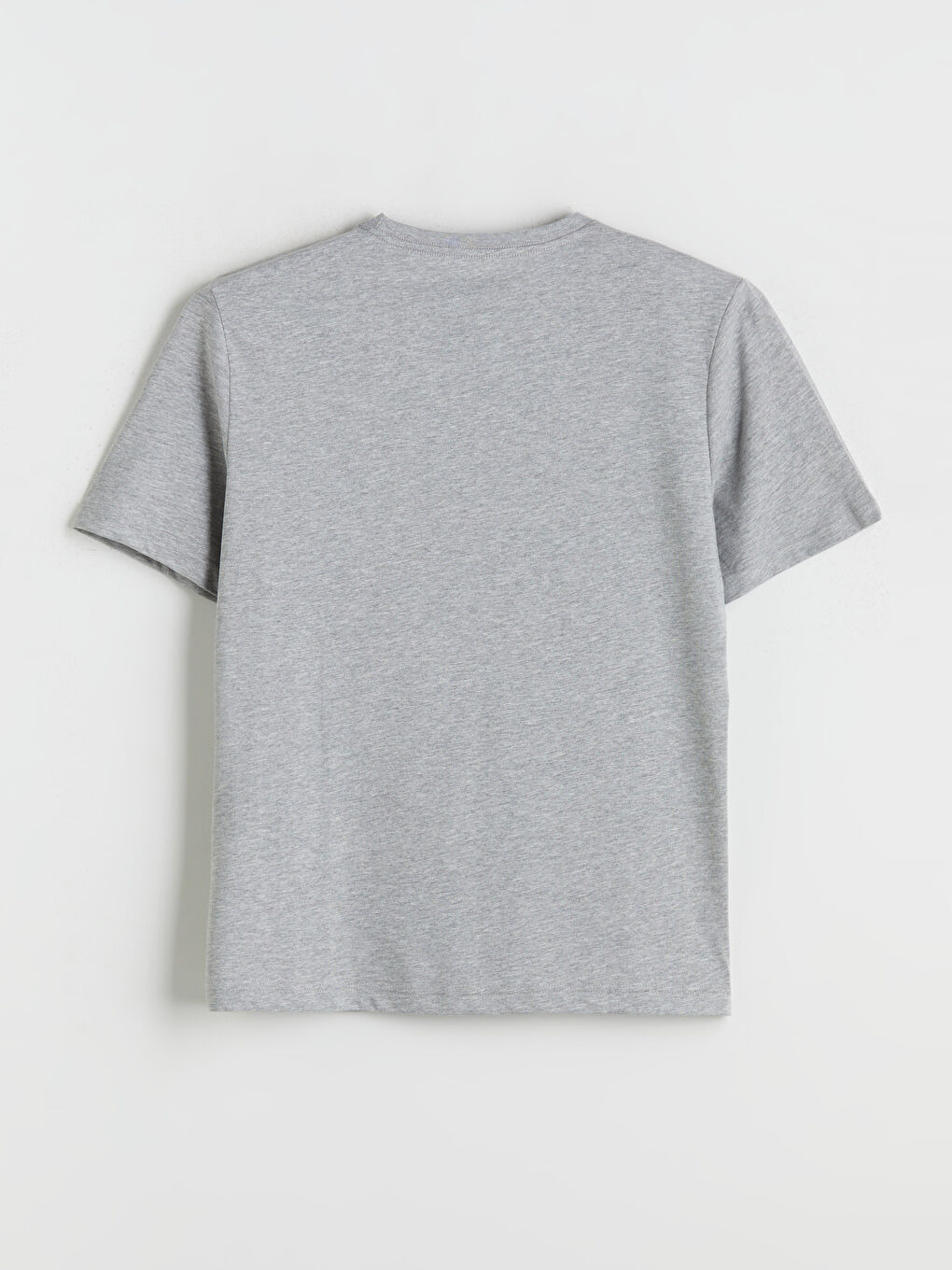 Gri Bisiklet Yaka Penye Erkek Tişört-7