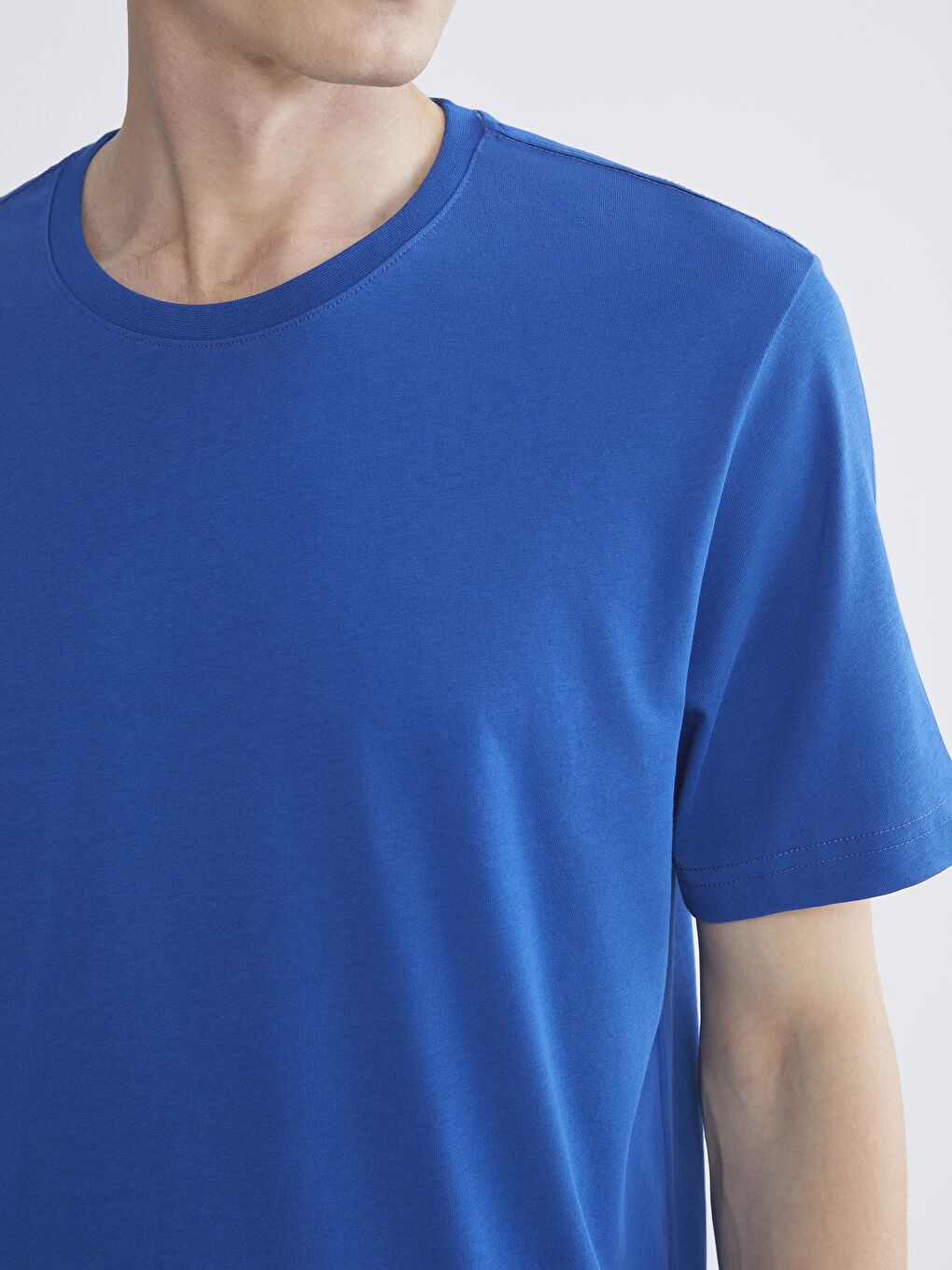 Mavi Bisiklet Yaka Penye Erkek Tişört-2