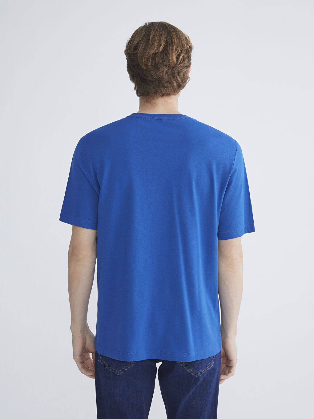 Mavi Bisiklet Yaka Penye Erkek Tişört-3