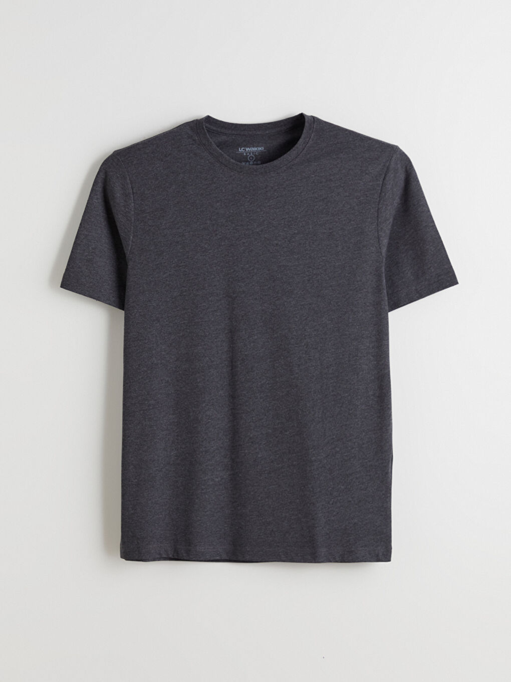 Antrasit Bisiklet Yaka Penye Erkek Tişört-4