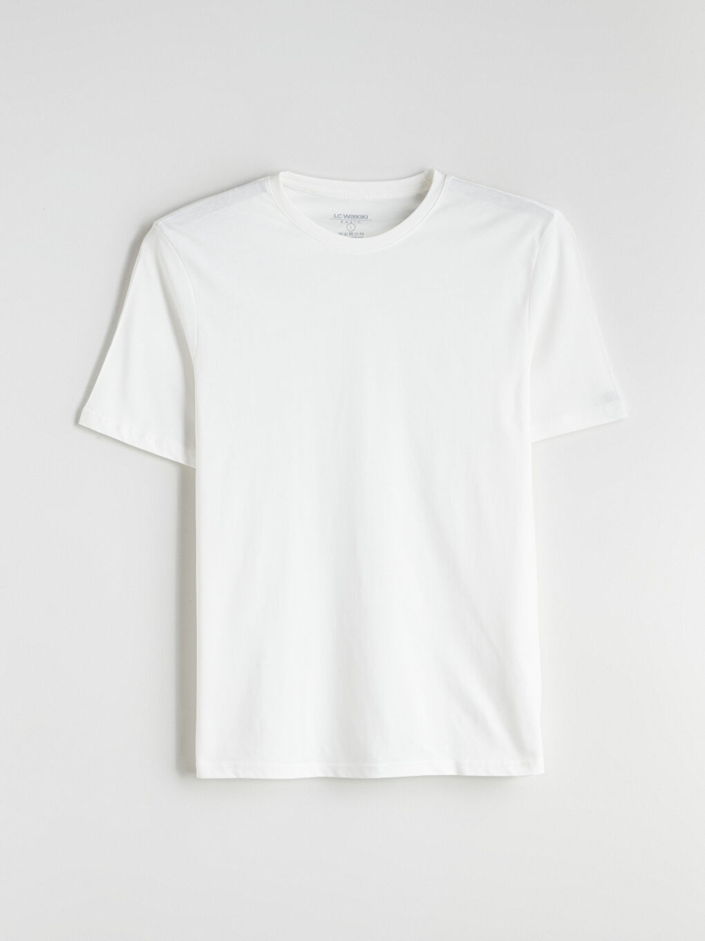 Ekru Bisiklet Yaka Penye Erkek Tişört-4