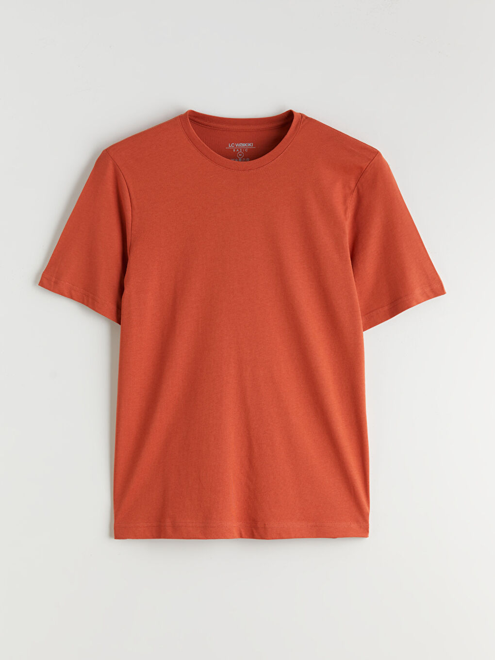 Turuncu Bisiklet Yaka Penye Erkek Tişört-4