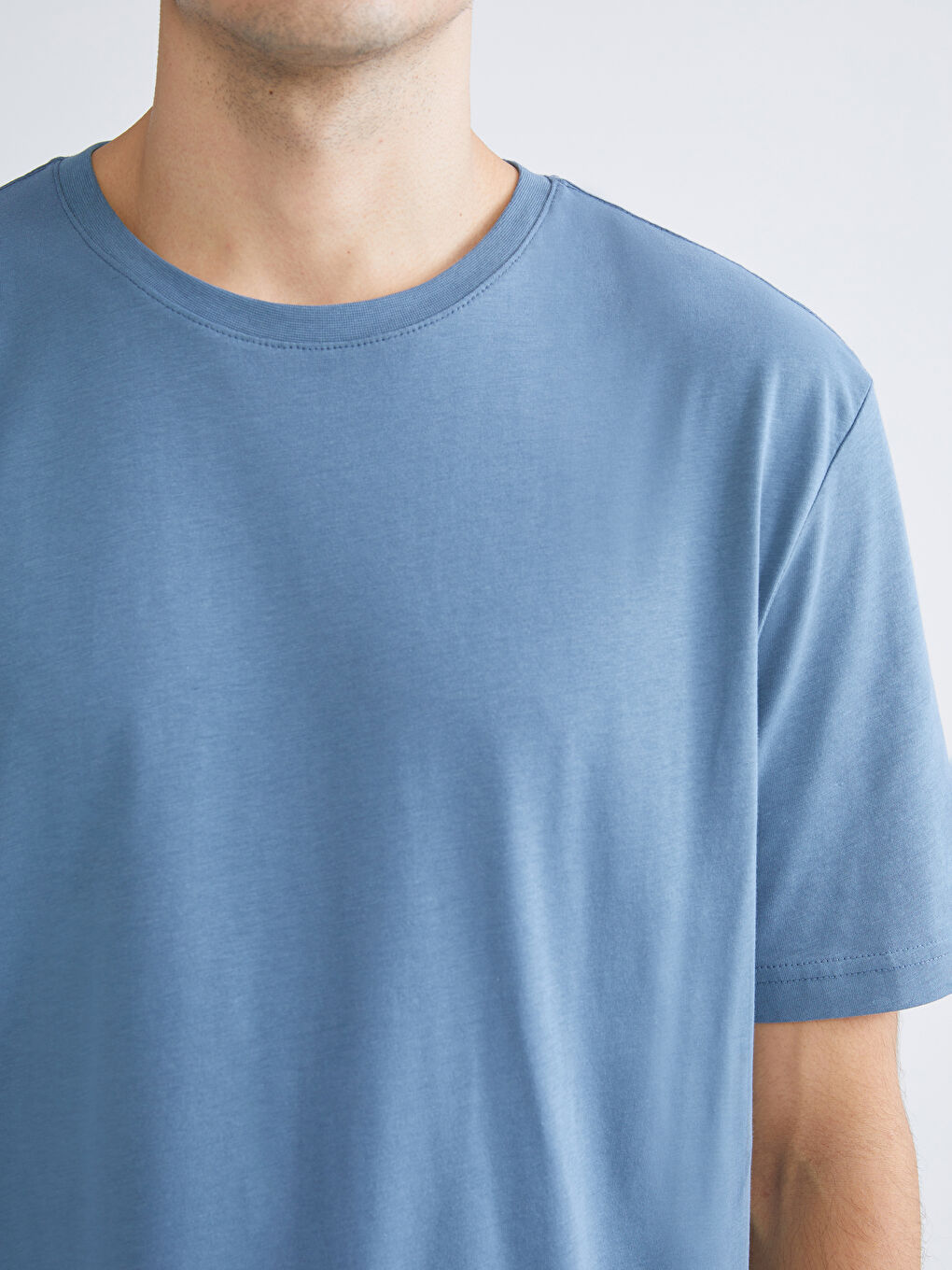 İndigo Bisiklet Yaka Penye Erkek Tişört-3