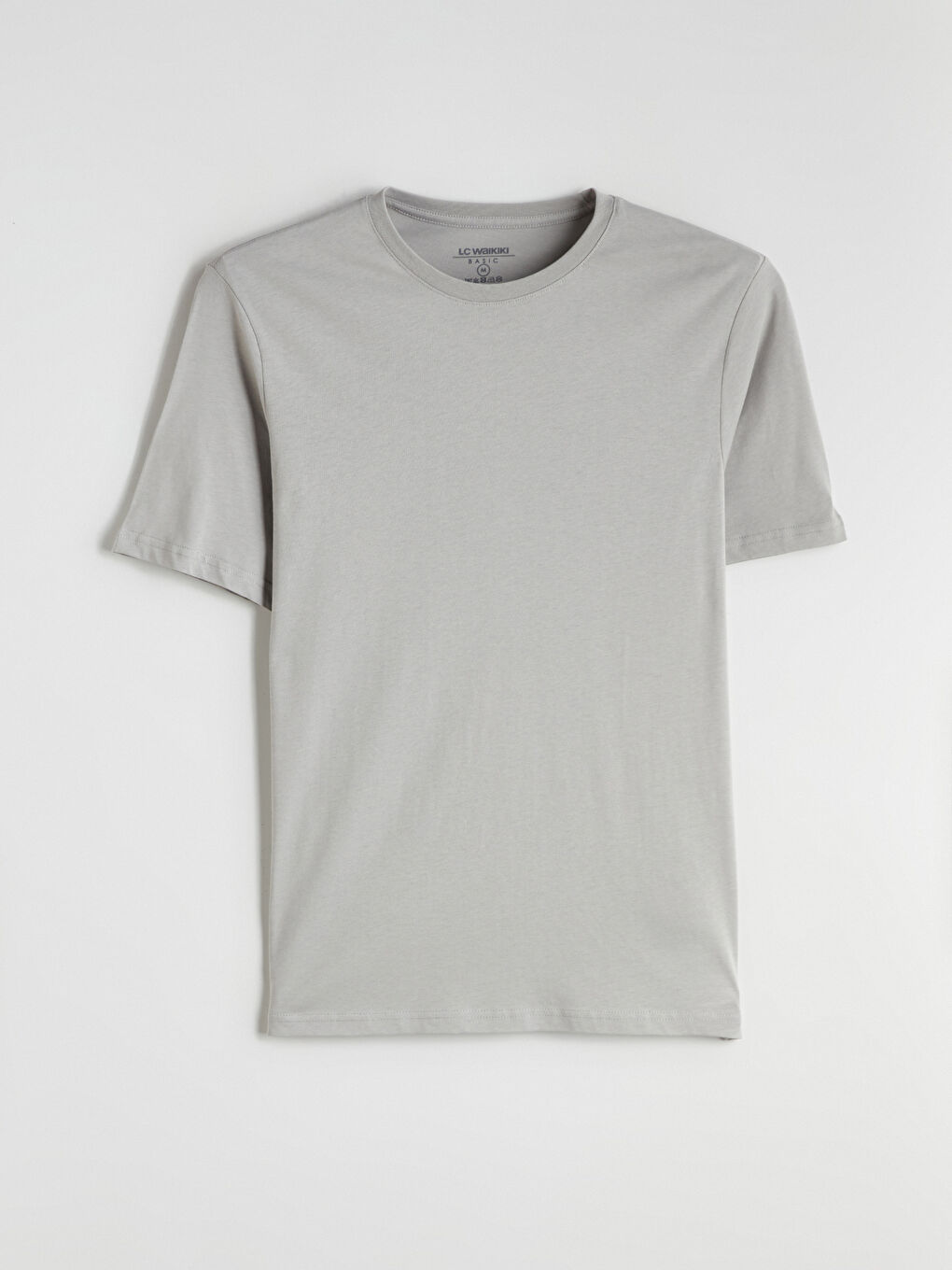 Gri Bisiklet Yaka Penye Erkek Tişört-4