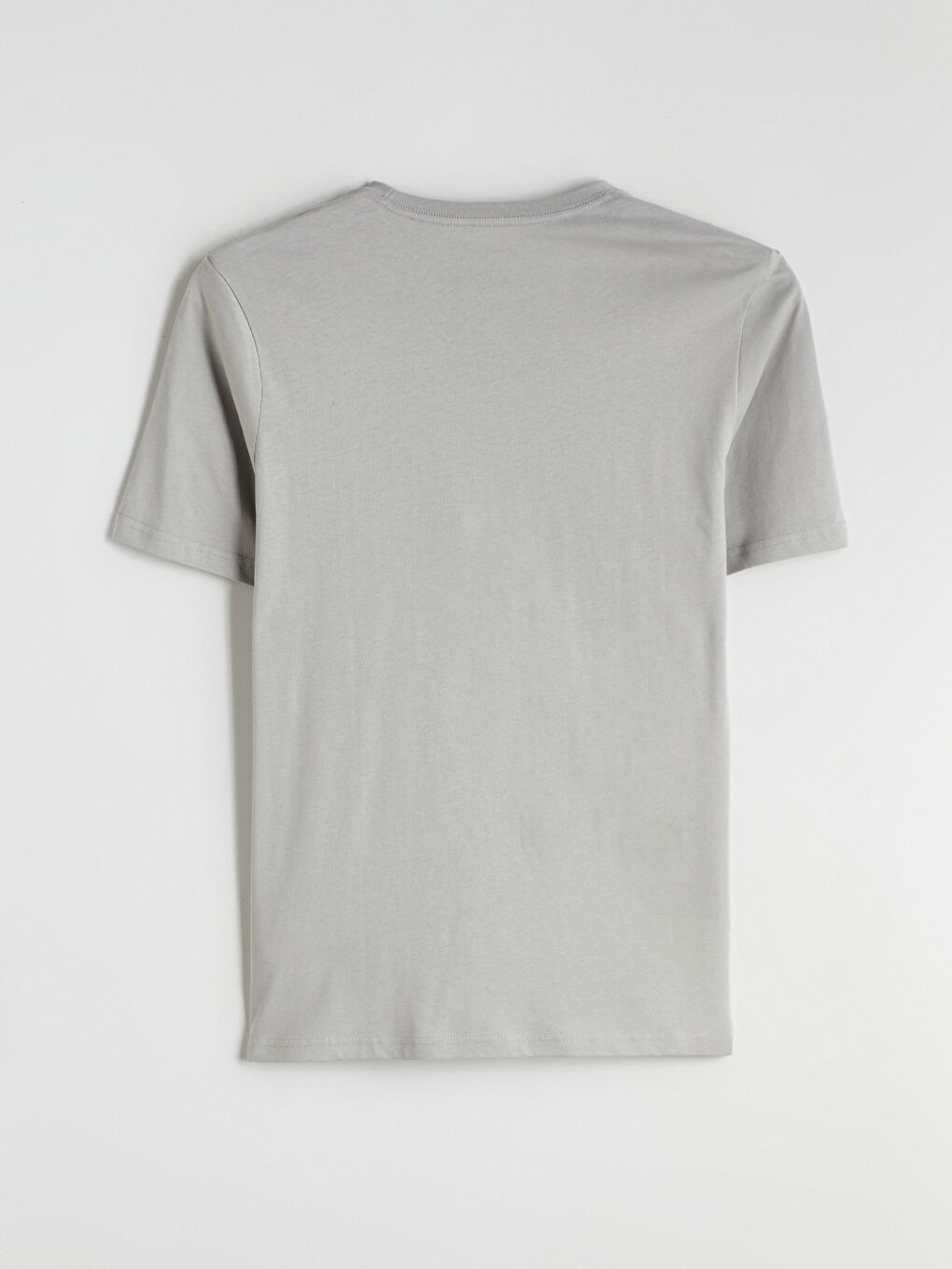 Gri Bisiklet Yaka Penye Erkek Tişört-5