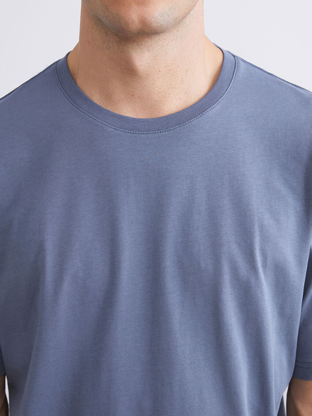 Mavi Bisiklet Yaka Penye Erkek Tişört-2