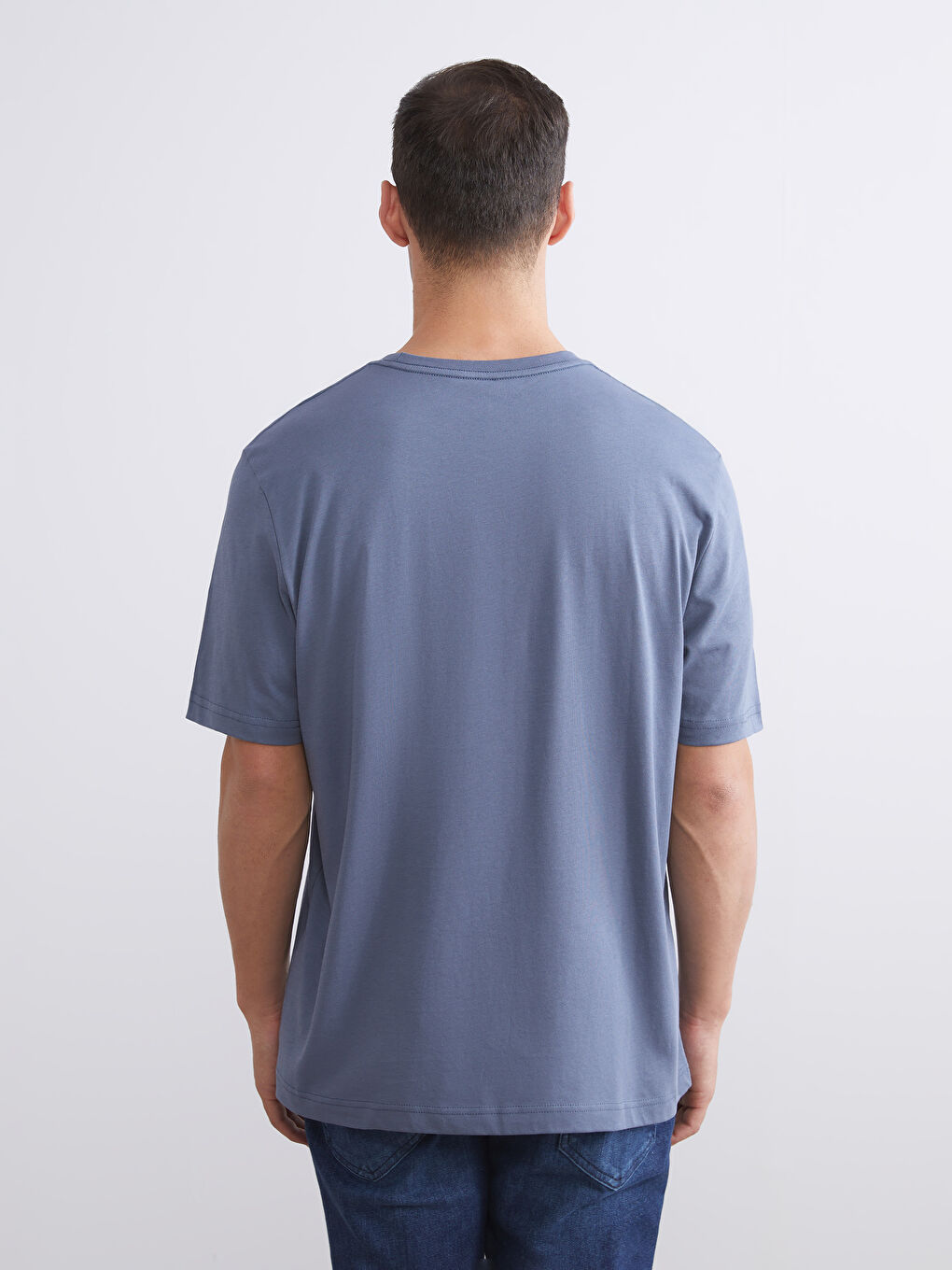 Mavi Bisiklet Yaka Penye Erkek Tişört-3