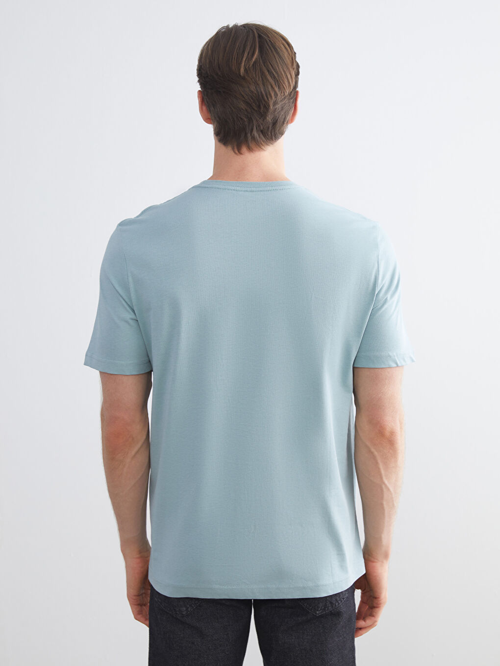 Mavi Bisiklet Yaka Penye Erkek Tişört-3