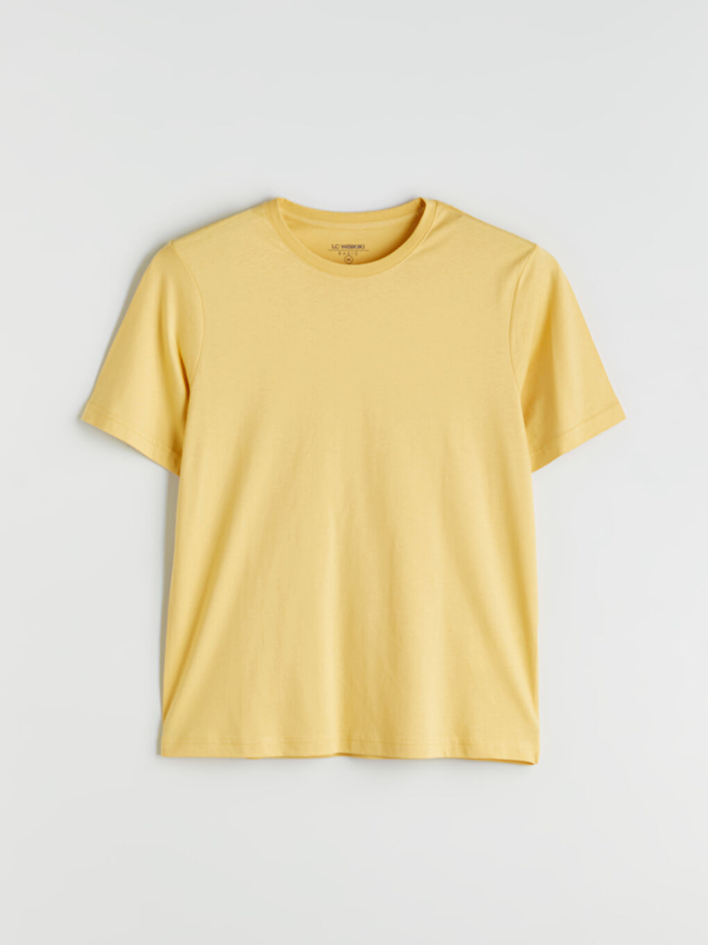 Sarı Bisiklet Yaka Penye Erkek Tişört-6