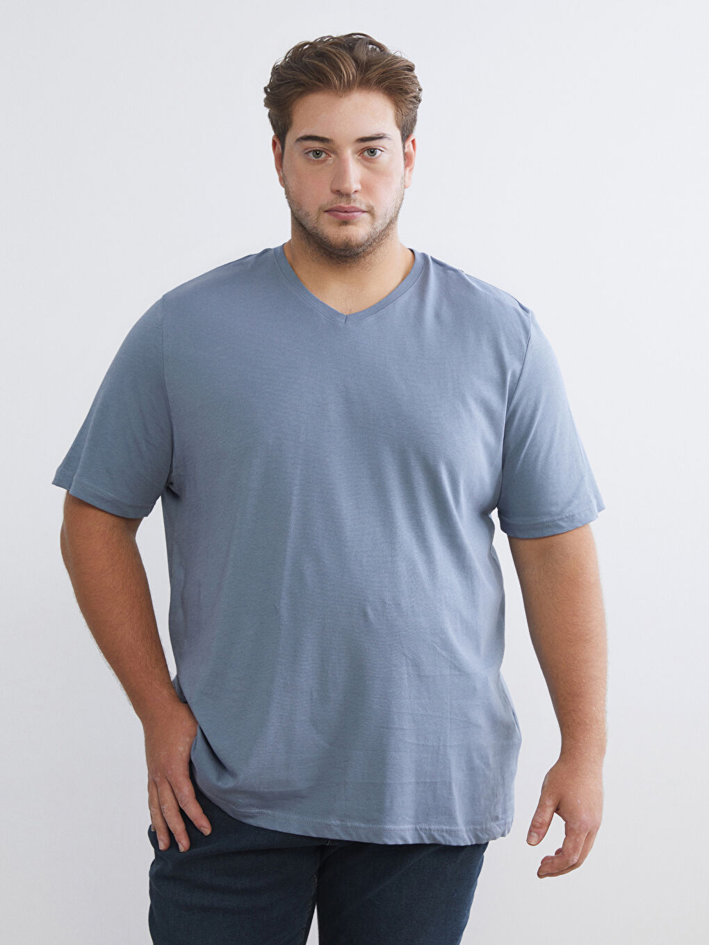 V-Neck Short Sleeve Jersey Men's T-Shirt-2