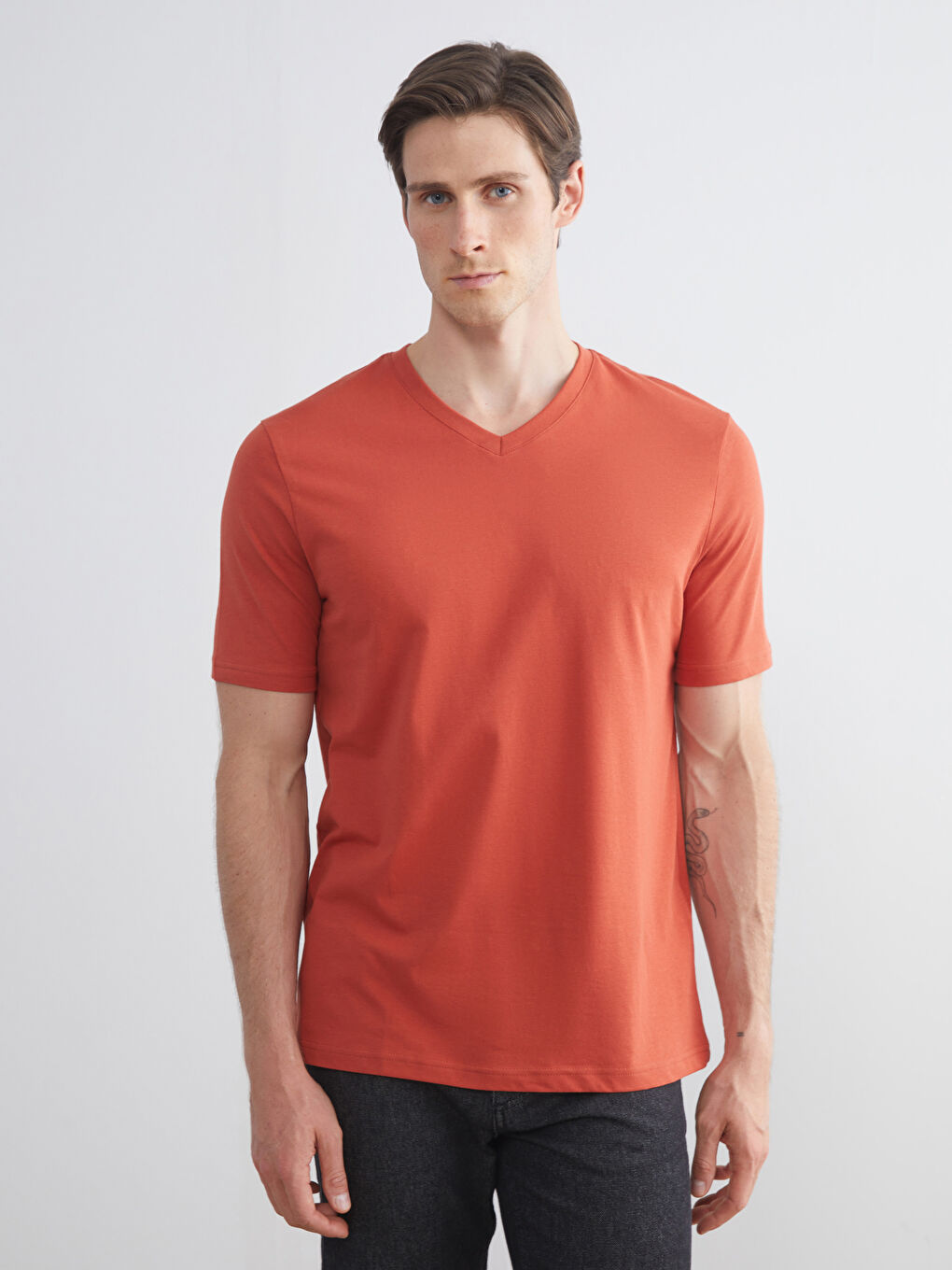 V-Neck Short Sleeve Jersey Men's T-Shirt