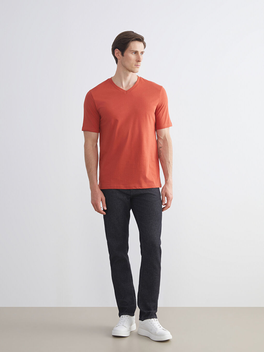 V-Neck Short Sleeve Jersey Men's T-Shirt-1