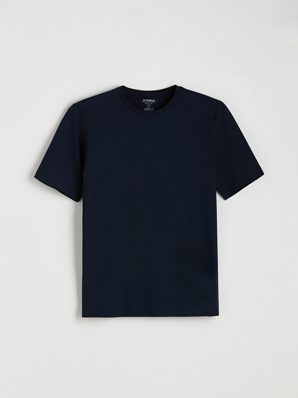 Lacivert Bisiklet Yaka Kısa Kollu Merserize Erkek Tişört-4