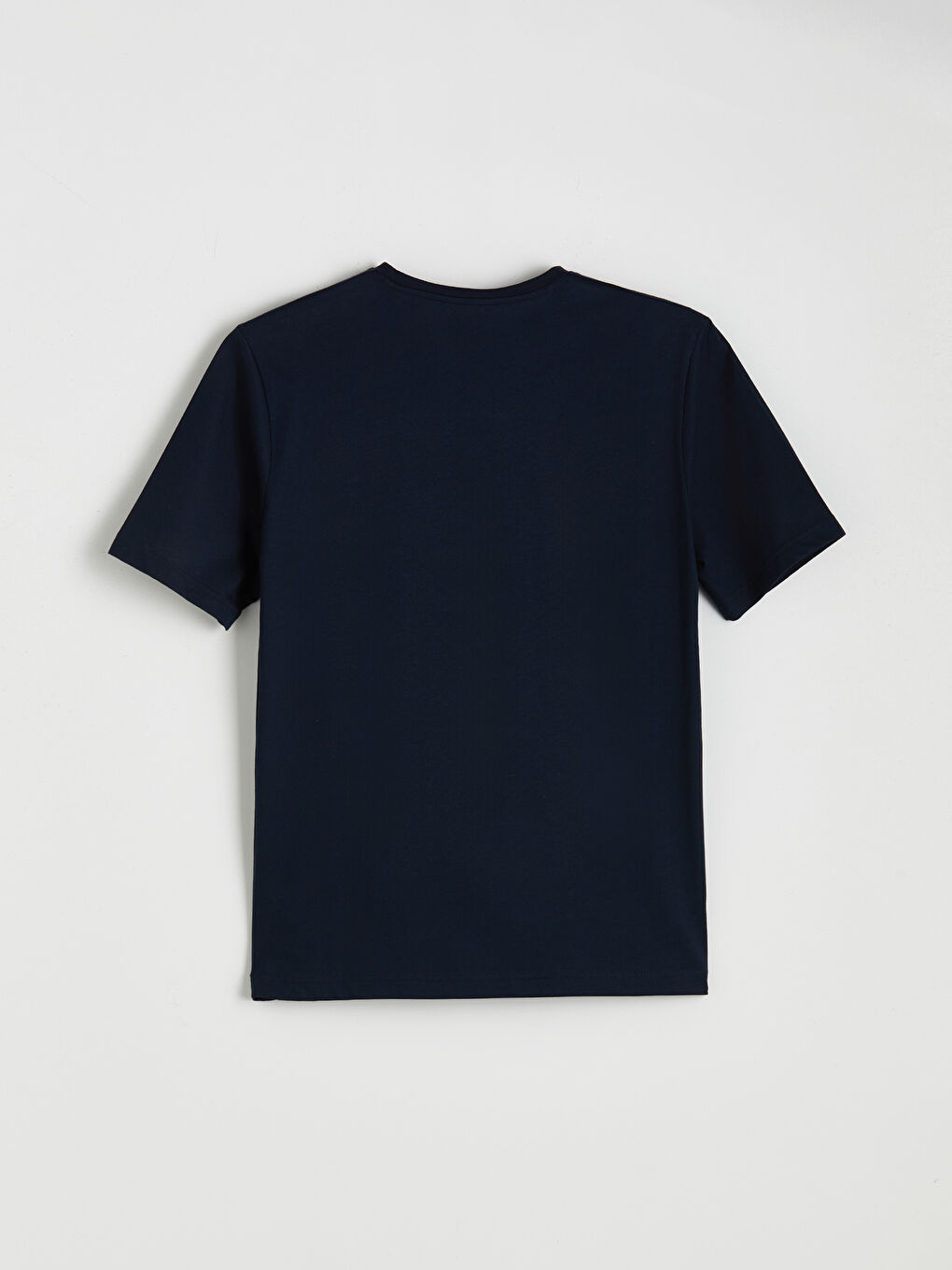 Lacivert Bisiklet Yaka Kısa Kollu Merserize Erkek Tişört-5