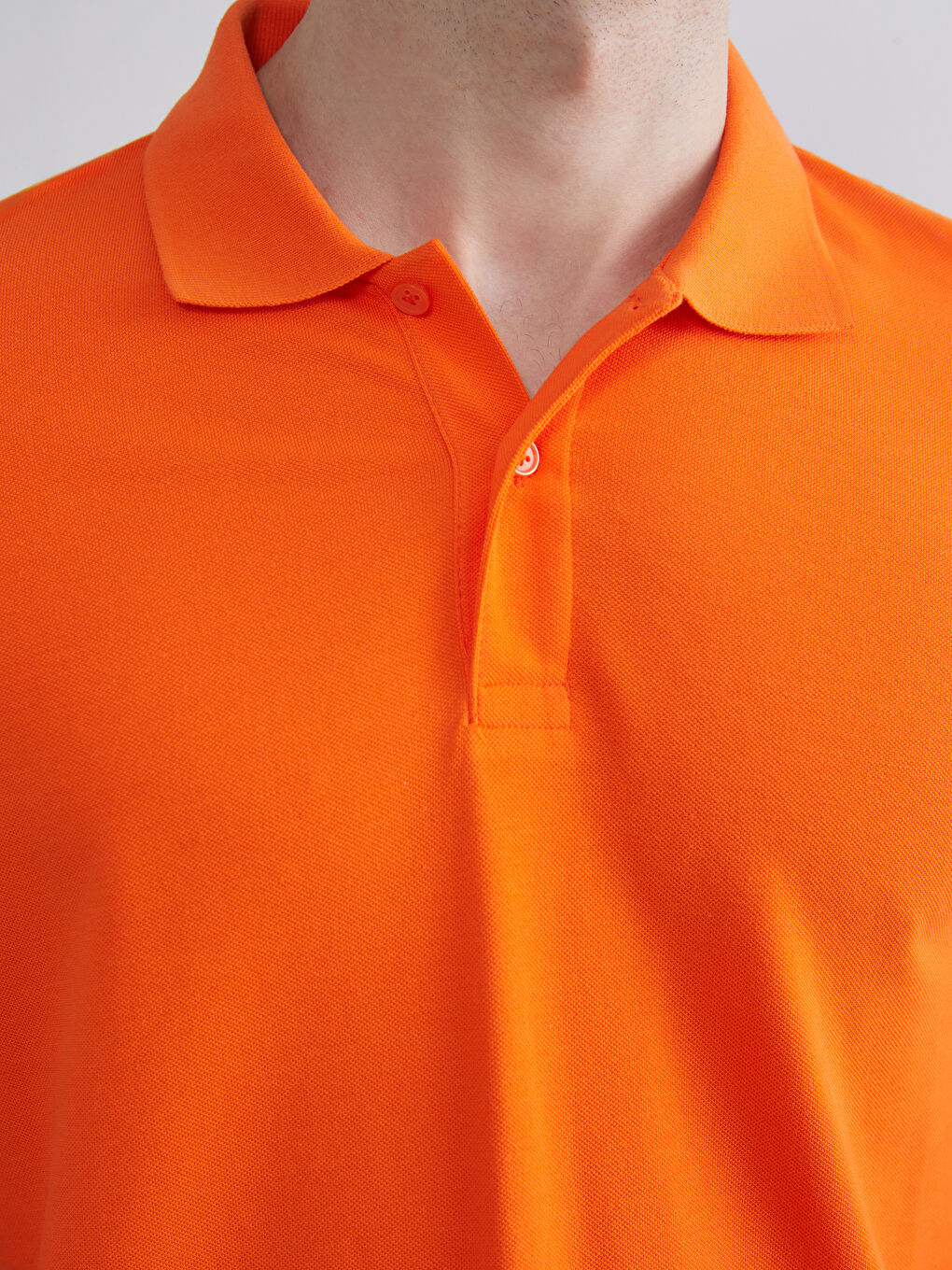 Turuncu Polo Yaka Kısa Kollu Pike Erkek Tişört-2