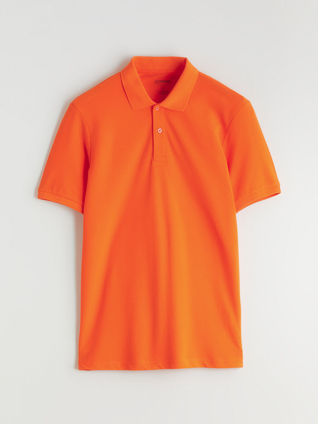 Turuncu Polo Yaka Kısa Kollu Pike Erkek Tişört-4