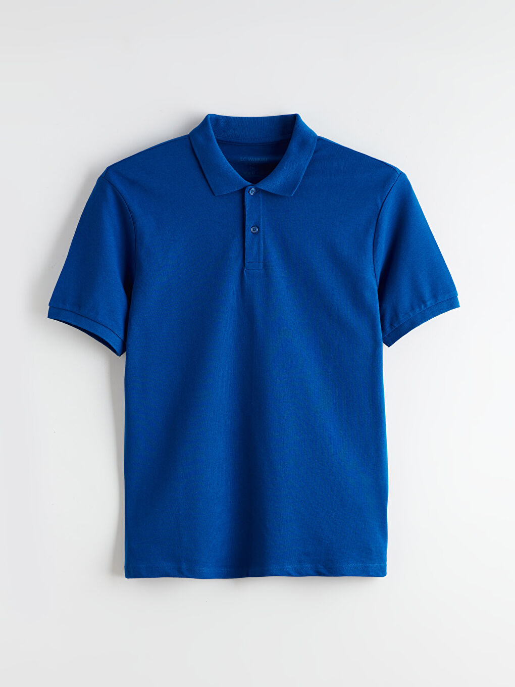 Mavi Polo Yaka Kısa Kollu Pike Erkek Tişört-4