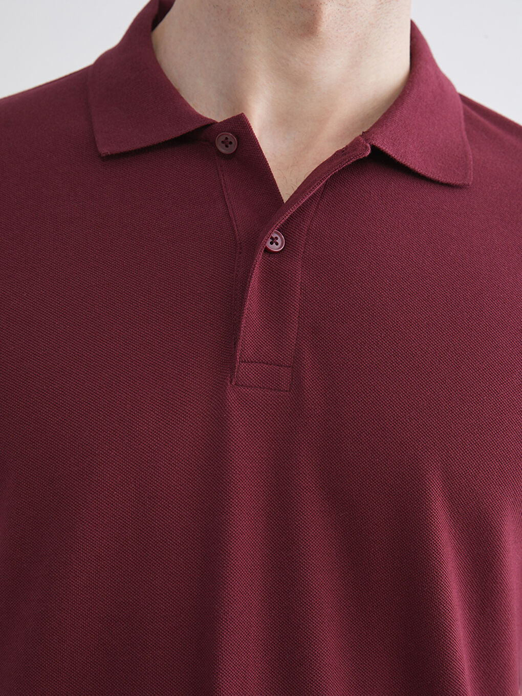 Bordo Polo Yaka Kısa Kollu Pike Erkek Tişört-2