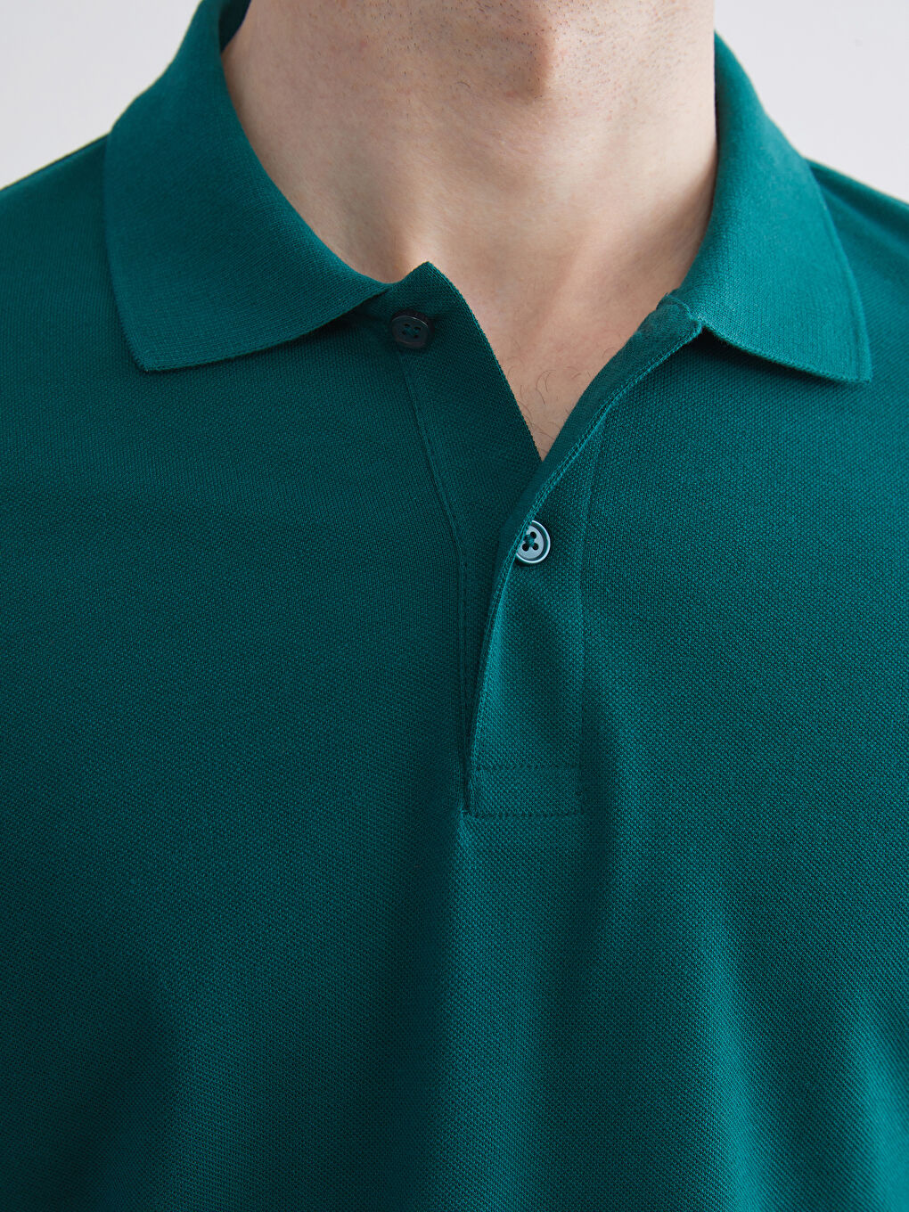 Yeşil Polo Yaka Kısa Kollu Pike Erkek Tişört-2