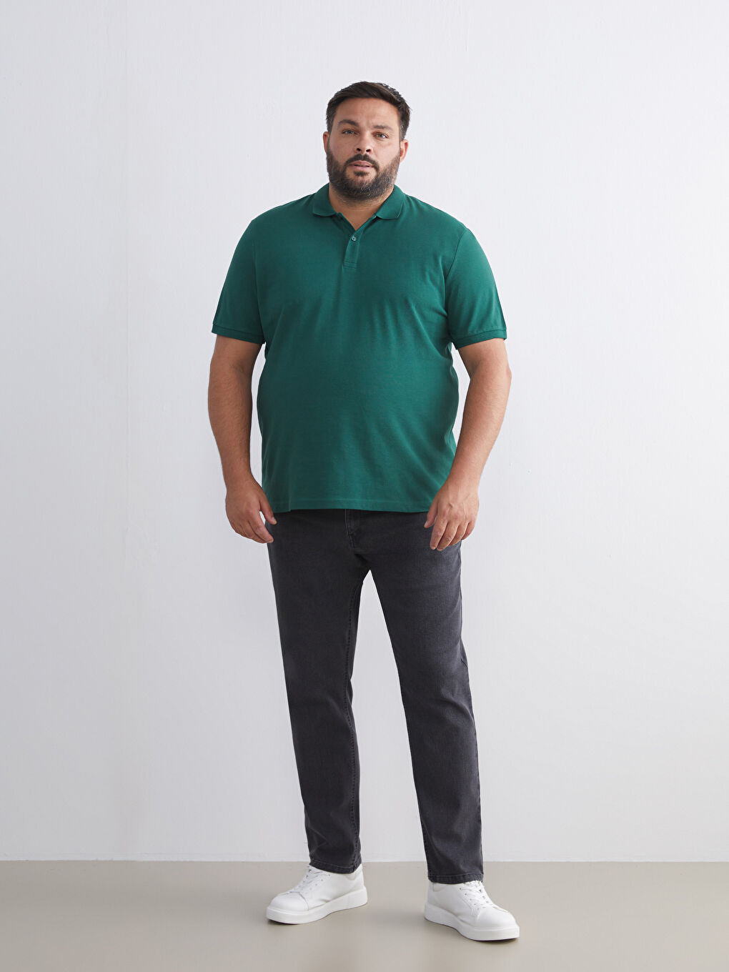 Yeşil Polo Yaka Kısa Kollu Pike Erkek Tişört-4