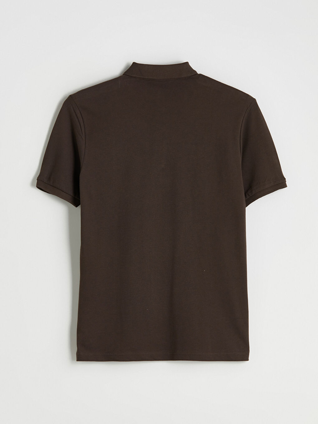 Kahverengi Polo Yaka Kısa Kollu Pike Erkek Tişört-11