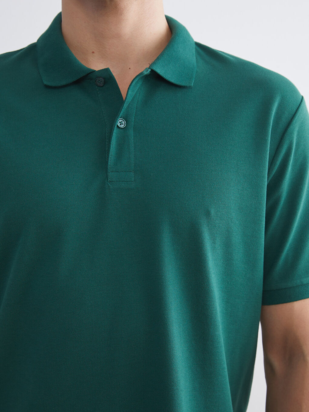 Yeşil Polo Yaka Kısa Kollu Pike Erkek Tişört-2