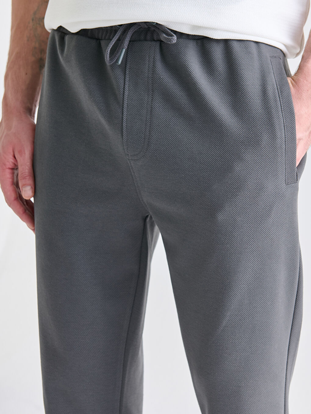 Antrasit Standart Kalıp Erkek Eşofman Altı-4