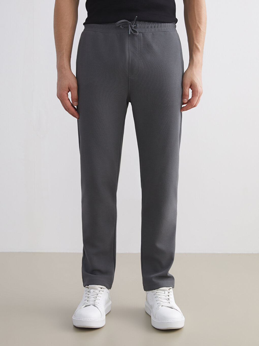 Antrasit Standart Kalıp Erkek Eşofman Altı-3