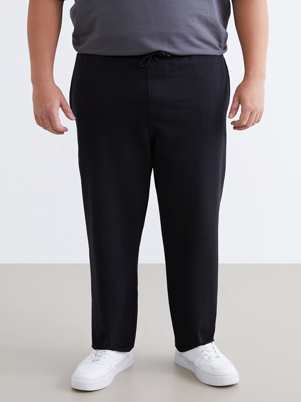 Siyah Büyük Beden Standart Kalıp Erkek Eşofman Altı-5