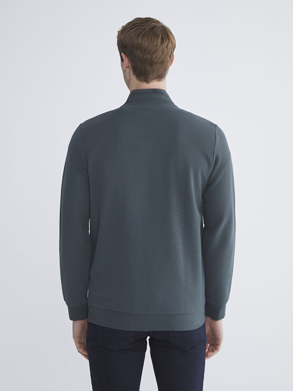 Funnel Neck Long Sleeve Men's Zip-Up Sweatshirt-3